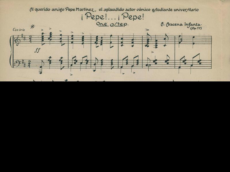 Partitura de la canción &amp;quot;¡Pepe!...¡Pepe!&amp;quot; de Aníbal Aracena Infanta (detalle)